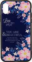 Чехол-накладка TOTO Glass Fashionable Case Apple iPhone X Flower on Blue