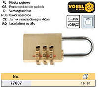 Замок навісний кодовий латунь l=25 мм VOREL-77607