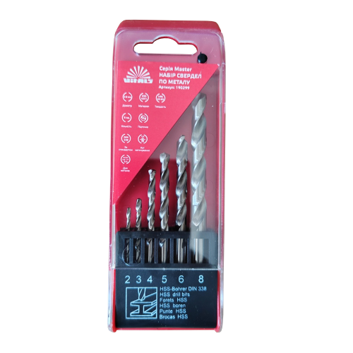 Набір свердел по металу HSS 4341 6 шт. 2-8 мм Vitals Master 190299