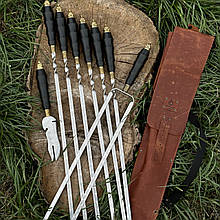 Набір шампурів КАЛЧАН ВЕДМЕЖА ЛАПА в шкіряному чохлі