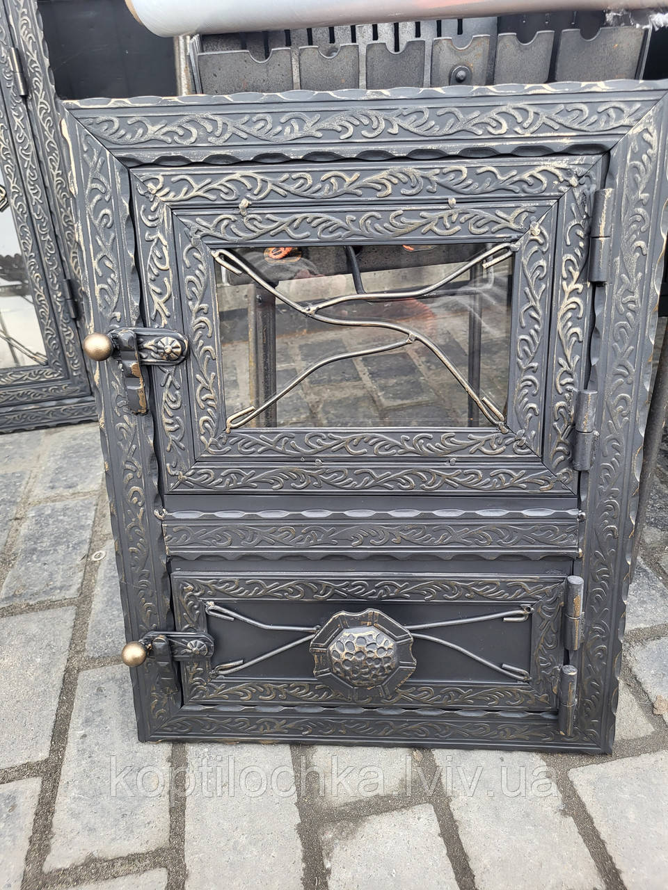 Дверцята для мангала,каміна з склом "Чорний ліс"395*500