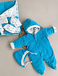 Велюровий демісезонний набір на виписку з пологового та прогулянок 4 предмети Prince розмір 56 см Lari Синій, фото 2