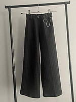 Детские брюки Палаццо трикотаж Полоска широкие с поясом для девочки подростка