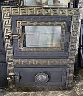 Дверцята для мангала,коптильні з склом "Грецька" 390*490