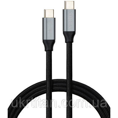 Оригінал! Дата кабель USB-C to USB-C 1.5m USB3.2 Gen2 100W 10GBps Nylon Vinga (VCPDCU3215) - Вища Якість!, фото 1