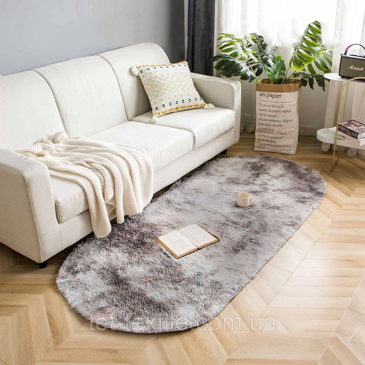 Килимок приліжковий Colorful Home сіро-молочний 90х200см.