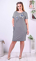 Женское котоновое платье ПОЛУБАТАЛ (р-ры: 50-58) BN548 (в уп. один цвет) фабричный Китай.