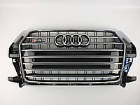 Решетка радиатора Audi Q3 2014-2018год Черная с хромом (в стиле S-Line)