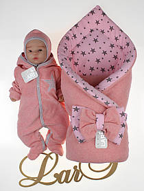 Весняний набір на виписку з пологового будинку для дівчинки Зоряний Lari Рожевий