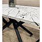 Стіл кухонний на замовлення Iceberg 170х90 см білий матовий мармур із чорними металевими ніжками, фото 5