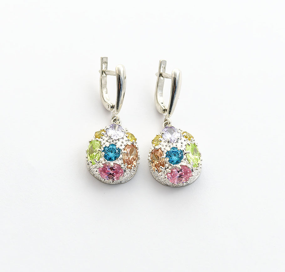 Сережки З Кольоровими Фіанітами, фото 1