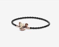 Кожаный браслет Pandora с застежкой Rose Пандора Сияющая львица