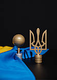 Набір для двох прапорів Україна ЄС, атлас прапор 90х135 см, тримач квадрат, держак 2 м, навершя Тризуб Куля, фото 6