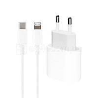 Сетевое зарядное устройство (адаптер) 2в1 для Apple iРhone A2244 PD / 20W + Type-C to Lightning white High Qua