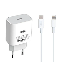 Сетевое зарядное устройство (адаптер) 2в1 XO L40 PD / 3A / 18W Fast charging + Type-C to Lightning white