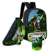 Набір дитячий майнкрафт "Minecraft" рюкзак, сумка-бананка, кружка (0368)