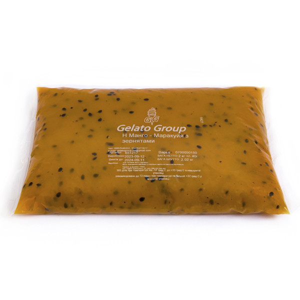 Фруктове пюре "Джелато" Манго - Маракуйя (із зернятками)2 кг - фото 1 - id-p1552616608