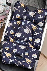 Матрасик у коляску / Ортопедичний вкладиш для автокрісла / Вкладиш у стілець для годування Lari Темно-синій