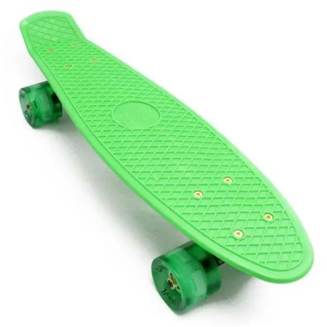 Безшумний пенніборд "Maraton MP441014" з кінцевим загином Single Kick 55 см (зелений) PU колеса, що світяться