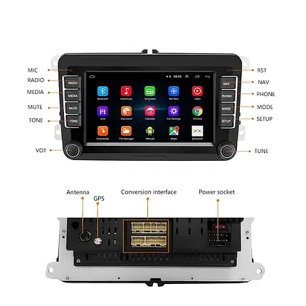 Штатна Magнітола Volkswagen 7" UNIVERSAL Android 12 2+16GB- With carplay K7021 автомобільна стереосистема, фото 3