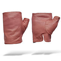 Перчатки женские кожаные митенки водительские пудровые Pitas 1188_6,5_Pink