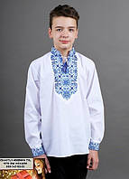 Детская белая вышиванка для мальчика с красным или синим узором Украина УкраинаТД на 4-5 лет