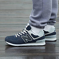 Синие замшевые мужские кроссовки New Balance 574 classic