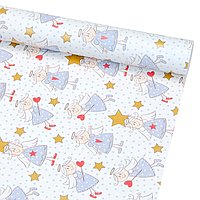 Подарунковий папір 70см х5 м "Янголята на білому"