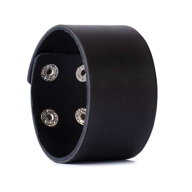 Браслет на руку шкіряний чорний широкий Браслет на руку шкіряний чорний широкий