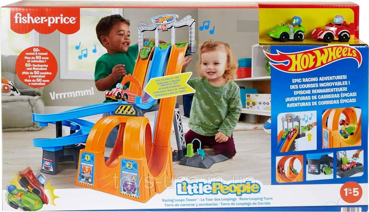 Трек Hot Wheels Fisher-Price Little People Racing Loops Tower Race хот вілс фішер прайс маленькі люди