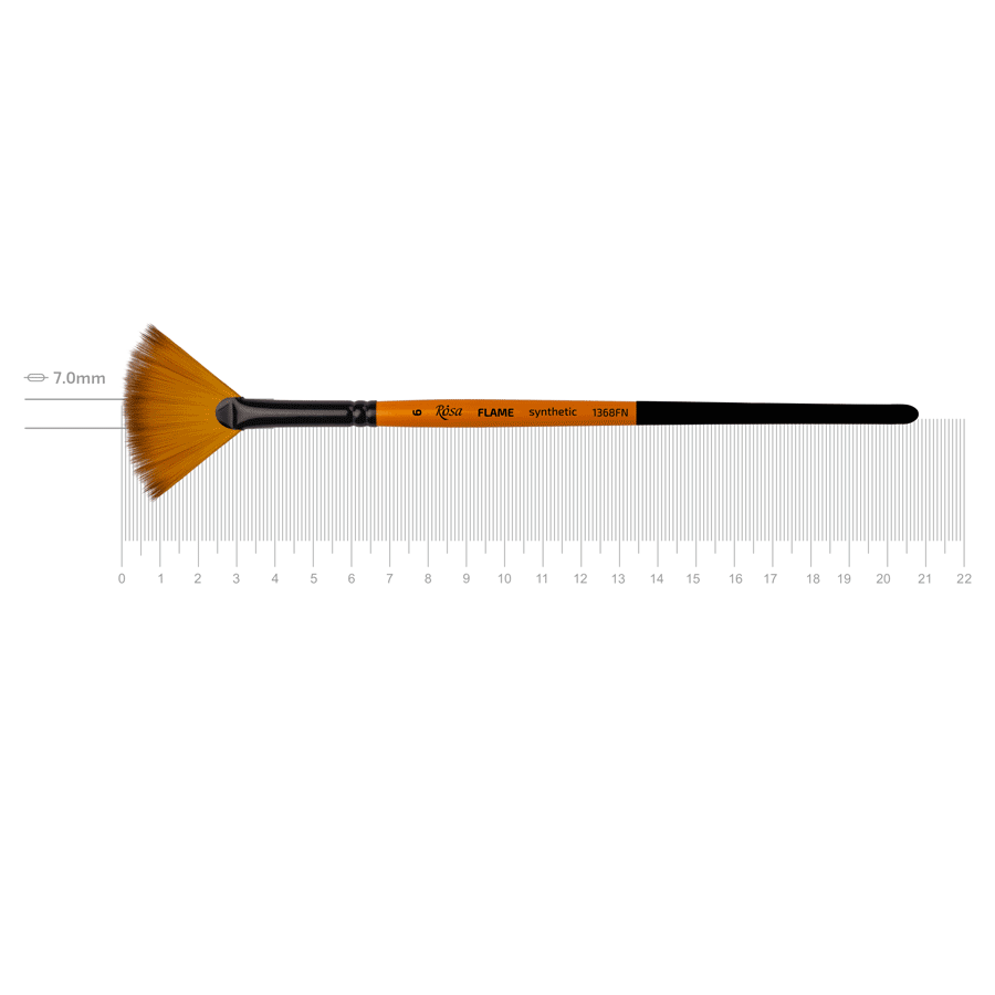 Пензель синтетика віялова Rosa Flame 1368FN №6 коротка ручка