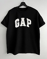 Мужская черная Футболка gap оверсайзная футболка GP - black Shopy Чоловіча чорна Футболка gap оверсайзна