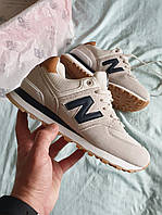 Бежевые замшевые мужские кроссовки New Balance 574 classic