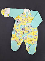 Человечек для новорождённого из футера HappyTot ZZZ 50см жёлтый с ментоловым 9-014Ф