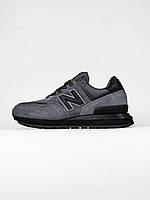 Серые замшевые мужские кроссовки New Balance 574 Grey Black