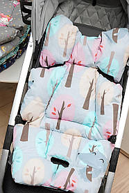 Матрасик у коляску / Ортопедичний вкладиш для автокрісла / Вкладиш у стілець для годування Lari Рожевий з бірюзовим