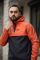 Мужской спортивный анорак Nike черно-оранжевый ветрозащитный весенний анорак-ветровка Найк LOV