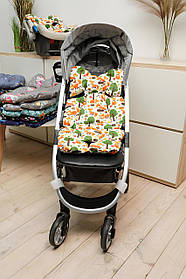 Матрасик у коляску / Ортопедичний вкладиш для автокрісла / Вкладиш у стілець для годування Lari Зелений з помаранчевим