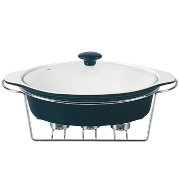 Марміт овальний 1,5л 32,5см кераміка скляна кришка + метал.підставка чорний MR-11361-74 Maestro