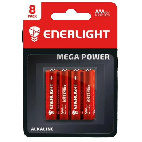 Батарейка лужна AAA/LR03 (бл-8шт) Enerlight Mega Power