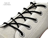 Шнурки для обуви 190см Черные круглые модельные 3мм полиэстер