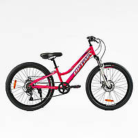 Велосипед подростковый Corso Optima 24" рама 11" алюминиевый, shimano 7 скоростей, собран на 75%