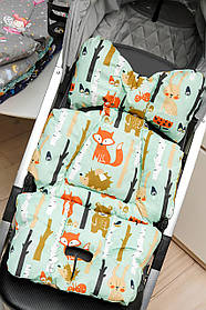 Матрасик у коляску / Ортопедичний вкладиш для автокрісла / Вкладиш у стілець для годування Lari Помаранчевий з салатовим