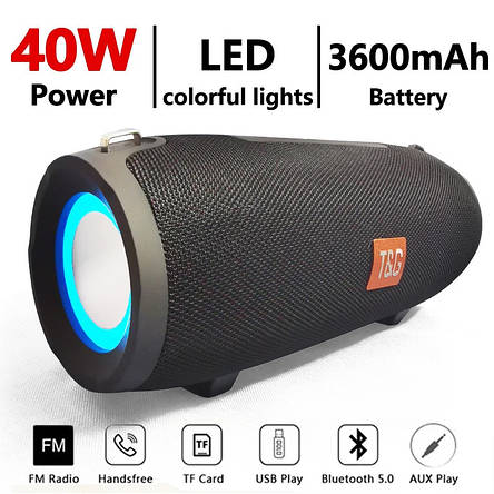 Bluetooth-колонка TG322, 20W, з rgb підсвічуванням, speakerphone, радіо, green, фото 3