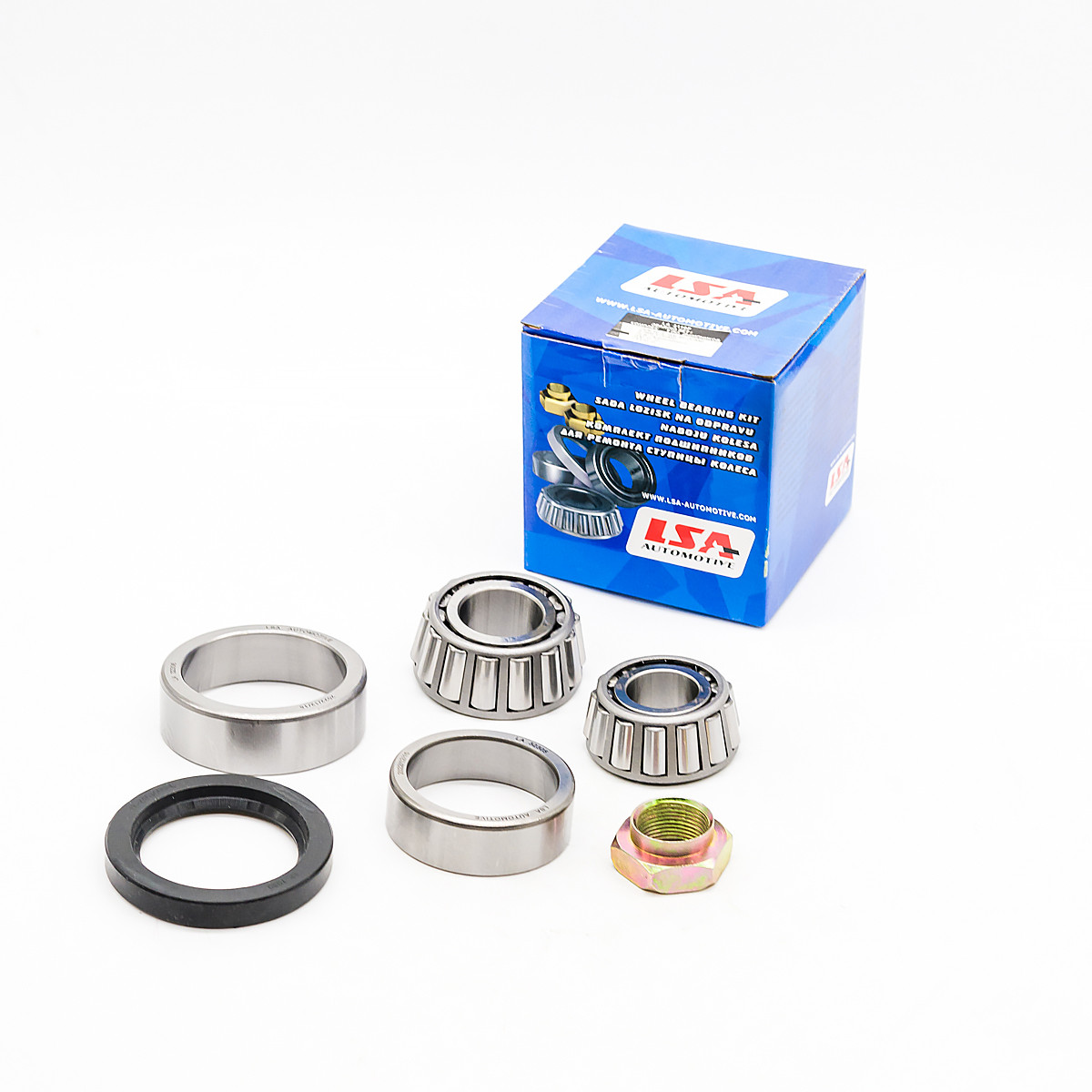 Комплект підшипників маточини ГАЗ 3110 перед (підшипники, сальнік, гайка) LSA LA 3110F, фото 1