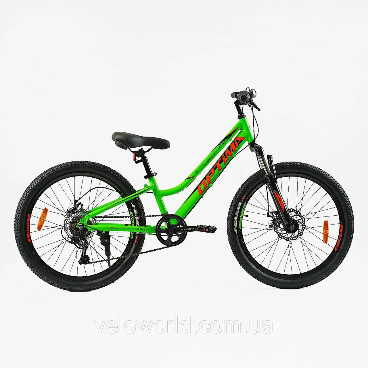 Велосипед підлітковий Corso Optima 24" рама 11" алюмінієвий, shimano 7 швидкість, зібраний на 75%