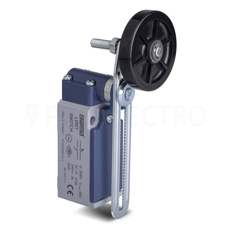 Вимикач кінцевий з гумовим валиком d=50mm і можливістю регулювання висоти (1НО+1НЗ), фото 1