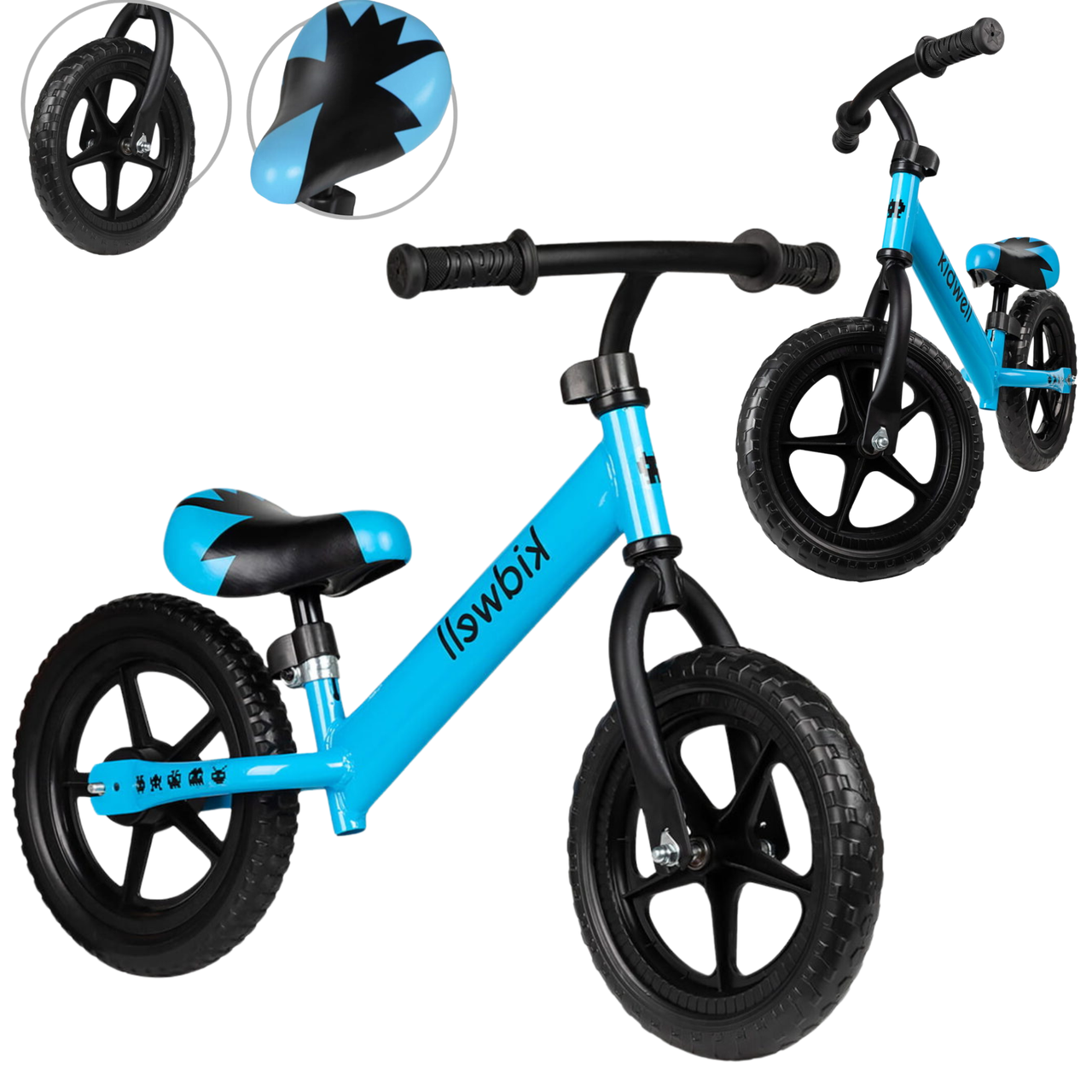 Біговел велобіг для малюків без педалей 2-х колісний Kidwell REBEL Blue Легкий біговий велосипед для хлопчика