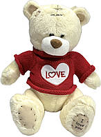 Мягкая игрушка "Мишка Тедди молочный в красной кофточке "Love", 25 см