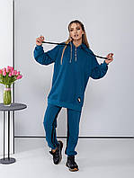 Женский спортивный костюм Casual-style с полосами арт. 500 синий/аква